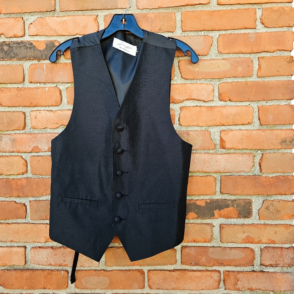 Vtg Jean Yaes Paris Poul L Homme Classic Black Silk Blend Formal Vest.